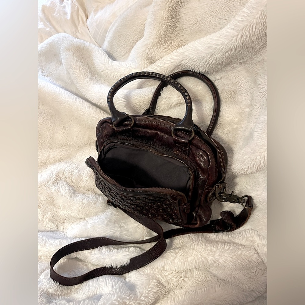 FRYE Dark Brown Studded Leather Satchel - Picture 8 of 11